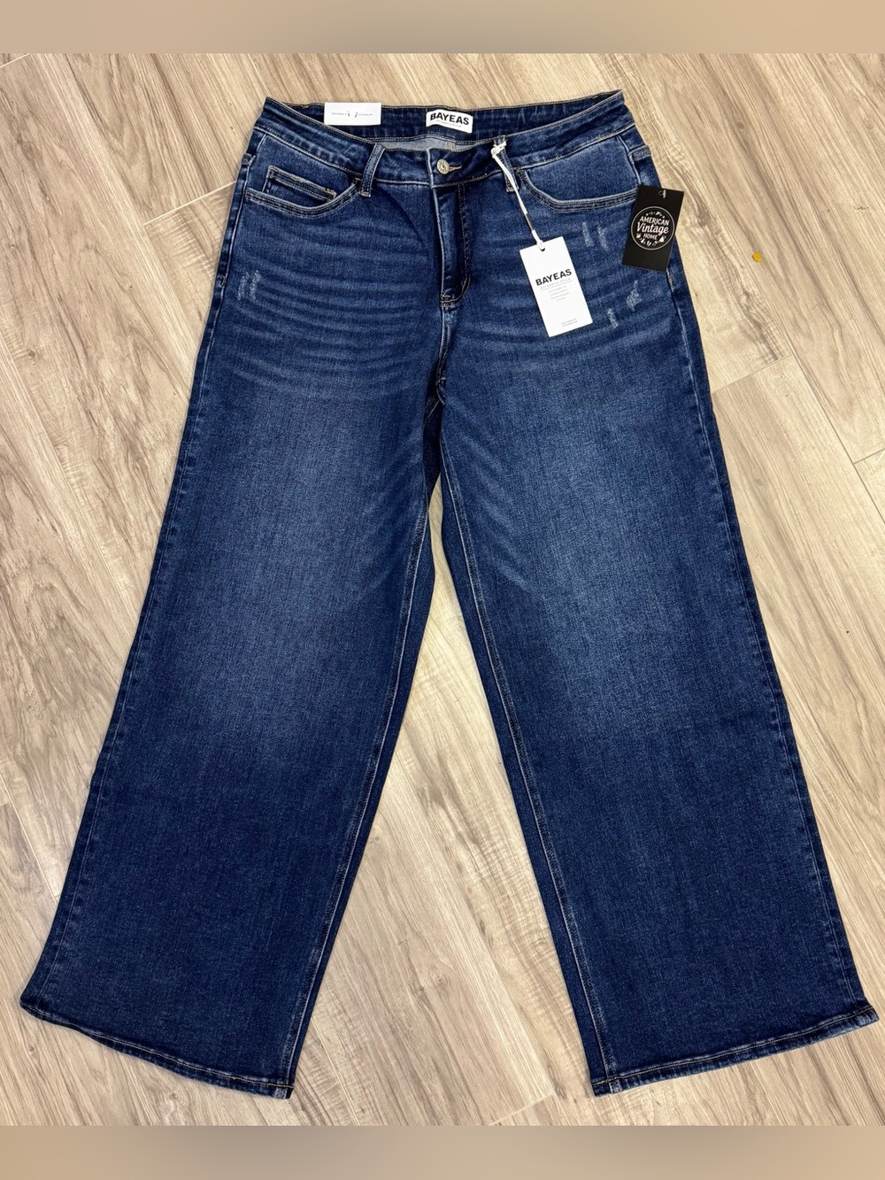 BayEas High-Rise Wide Leg‎ Jeans in Dark Indigo